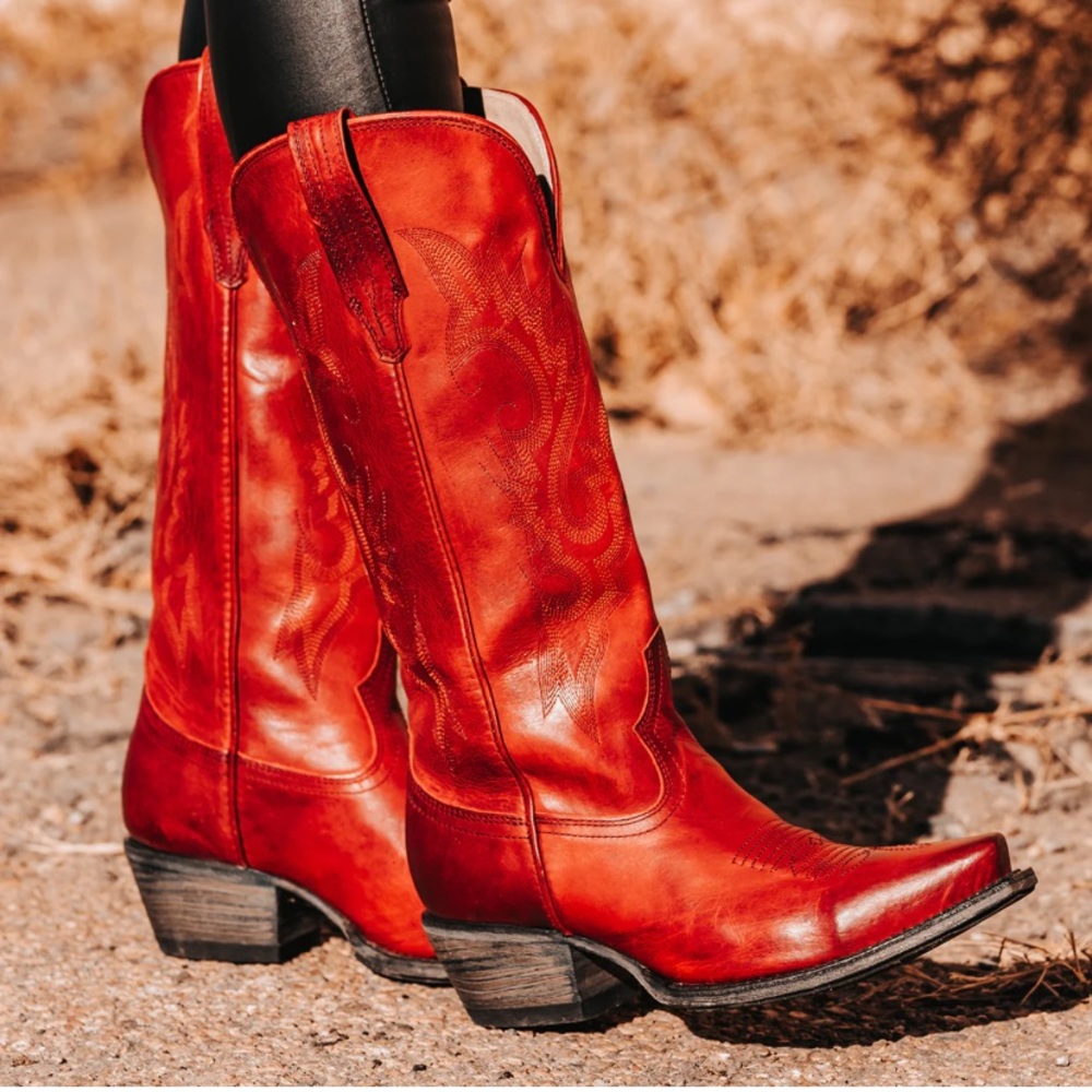 freebird Red Leather Western Heeled Boots